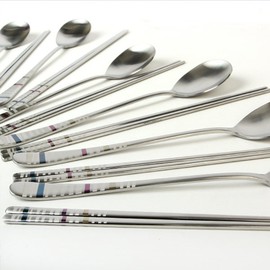 Golden Bell rainbow color laser cutlery set of 10 / 골든벨 무지개 컬러 레이저 수저 10벌 세트