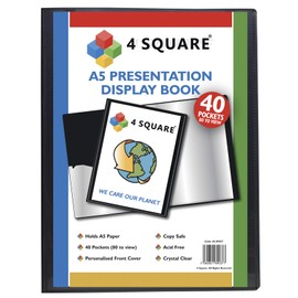 Display Book - Black Presentation Display Book Folder Folio for Professionals, Business, Students, Projects, School, Colleges, Home, Office by 4 Square (A5-40 Pockets)