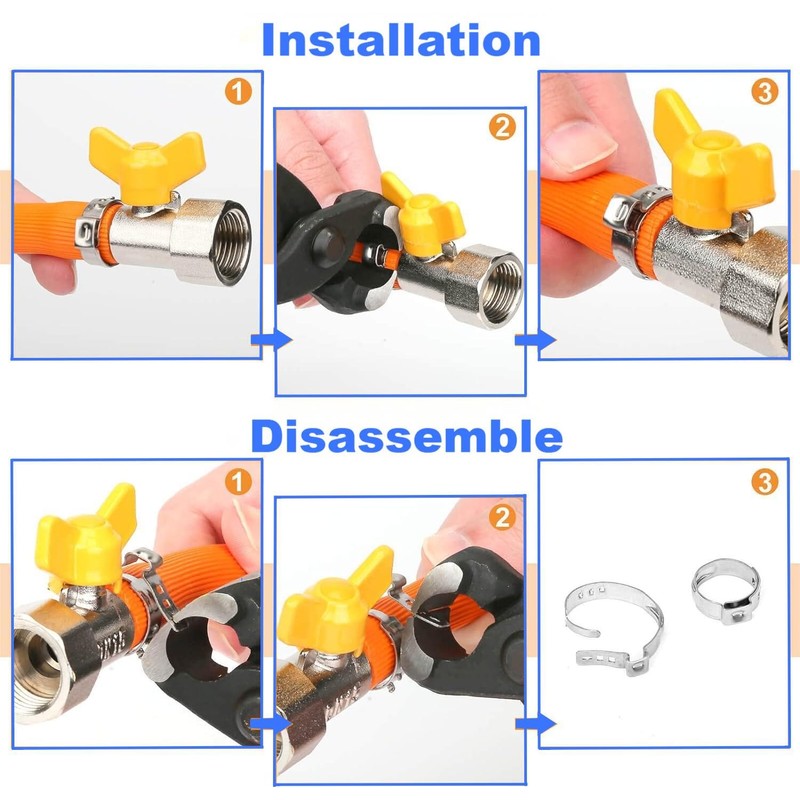 260 PCS 12 Sizes Single Ear Hose Clamps, 5.3-33.1mm 304