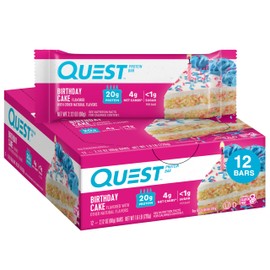Quest Nutrition Quest Nutrition Birthday Cake Protein Bars, High Protein, Low Carb, Gluten Free, Keto Friendly, 12 Count