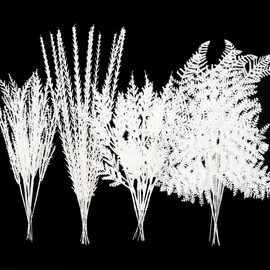 Sea Team 36-Pack Artificial Glitter Pine Twigs, Spruce Stem Ornaments, Decorative Fern Sticks, Picks, Branches for Christmas Tree, Wreath, Vase Fillers for Centerpieces, Home Décor, White