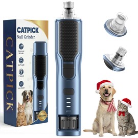 7-Speed Dog & Cat Nail Grinder with Light - Ring LED Safe to Avoid Overcut, Quiet Low Vibration & Powerful Fast, Cordless Rechargeable Toenail Trimmer for Small & Large Puppy & Breeds Paws(Blue)