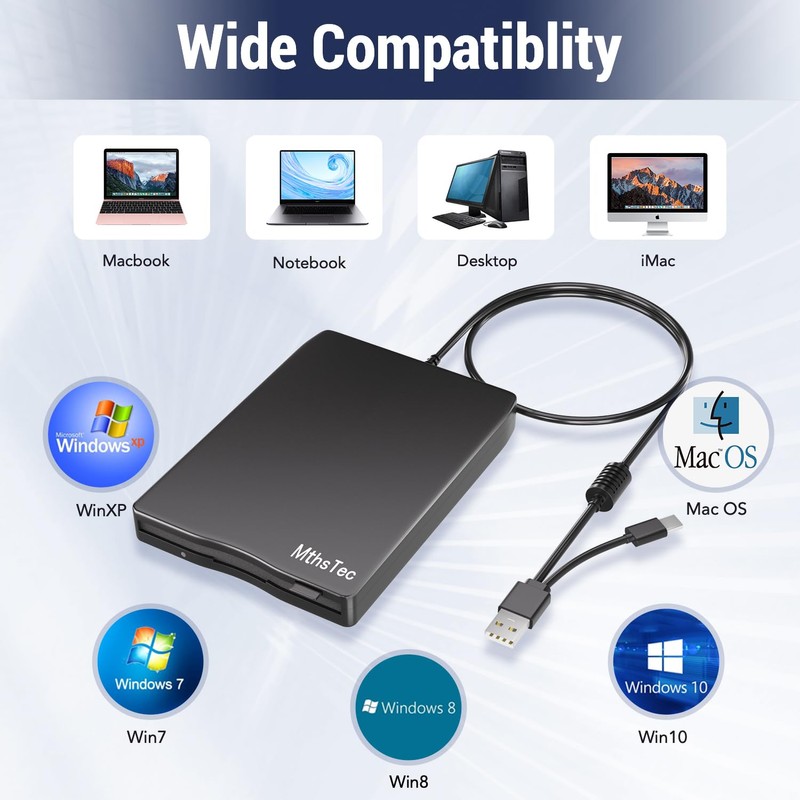 MthsTec - Disquete USB externo de 3,5 pulgadas USB y