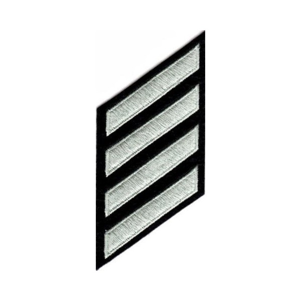 Uniform Service Hash Marks - LAPD Silver Grey on Black Felt Backing - 4 Hashes