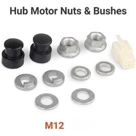 GOUDOGEDC 1 Set E-Bike Hub Motor Axle E-Bike Electric Bicycle Hub Motor Axle M12 Front Lock Nut/Lock Washer / /Nut Cover with 12mm Shaft Hubs Wheels and Accessories
