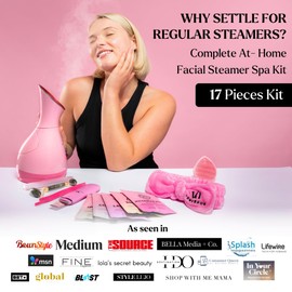 Facial Steamer Spa Gifts with Complimentary 17 Skin Care Tools | Face Steamer for Facial Deep Cleaning | Towel Warmer & Humidifier Mode| Self Care Gifts for Women, Spa Gifts, Christmas Gifts for Women