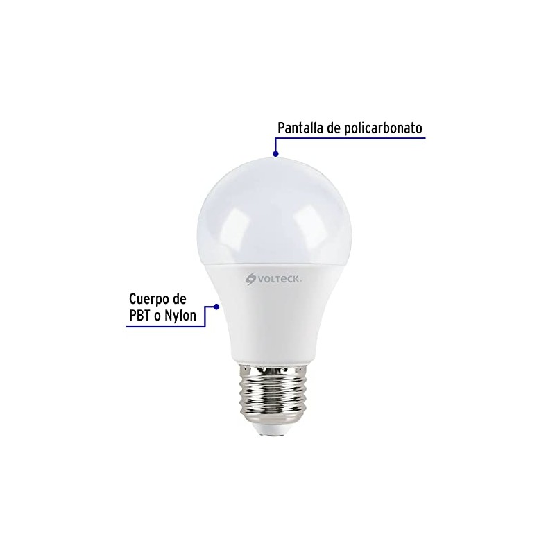 Volteck LED-60FX4, Lámpara de led, A19, 9W, E27, luz de