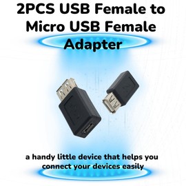 Oumun 2PCS USB Female to Micro US-B Female Adapter,USB to M-icro US-B Adapter,U-SB 2.0 A Fem-ale to Mi-cro U-S-B,U-S-B to Mi-cro U-S-B Fe-male Converter,5-Pin Fem-ale Plug Socket Converters