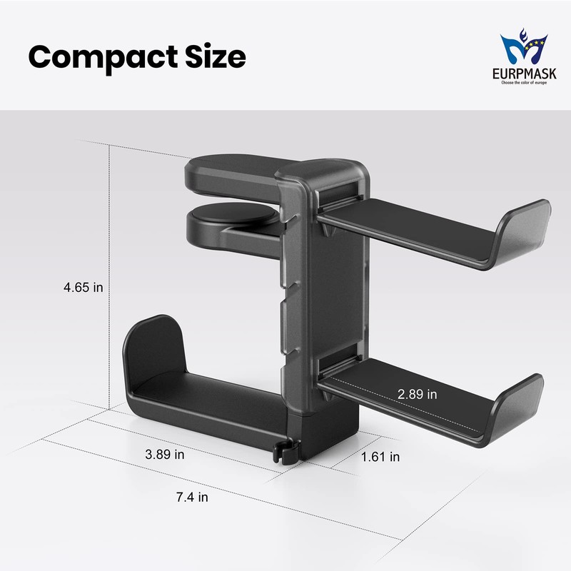 3-in-1 PC Gaming Headset&Controller Holder - EURPMASK Headphone Stand w/Adjustable