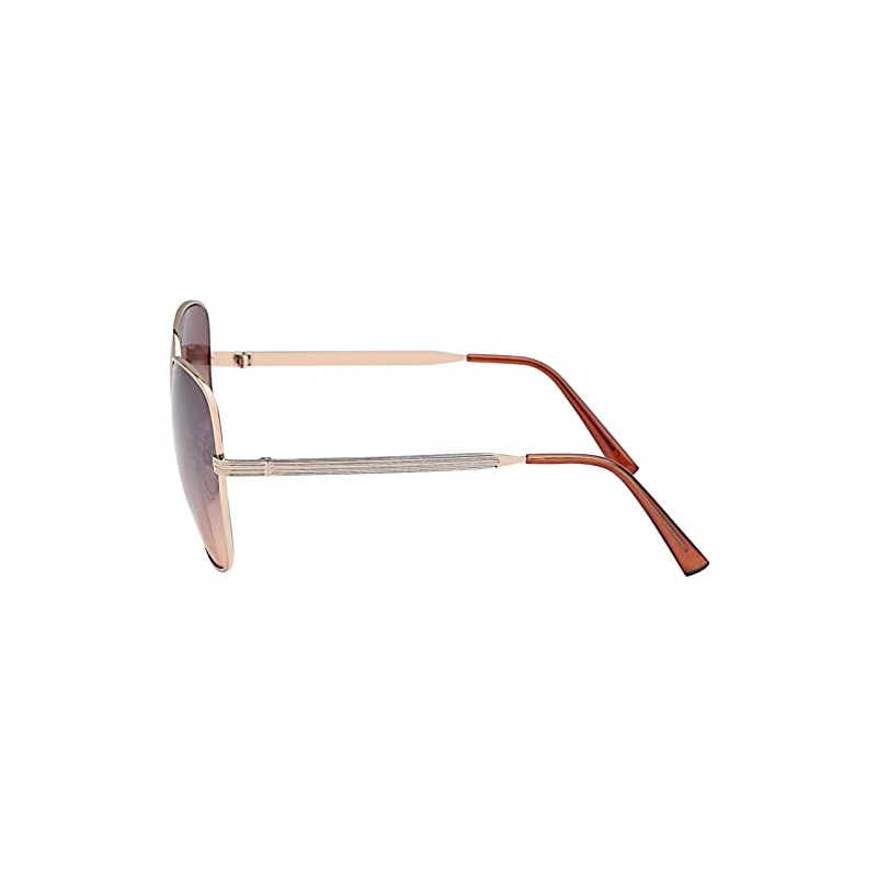 Men's Aviator Sun Glasses Designer Metal Frame 30416, Brown Gold