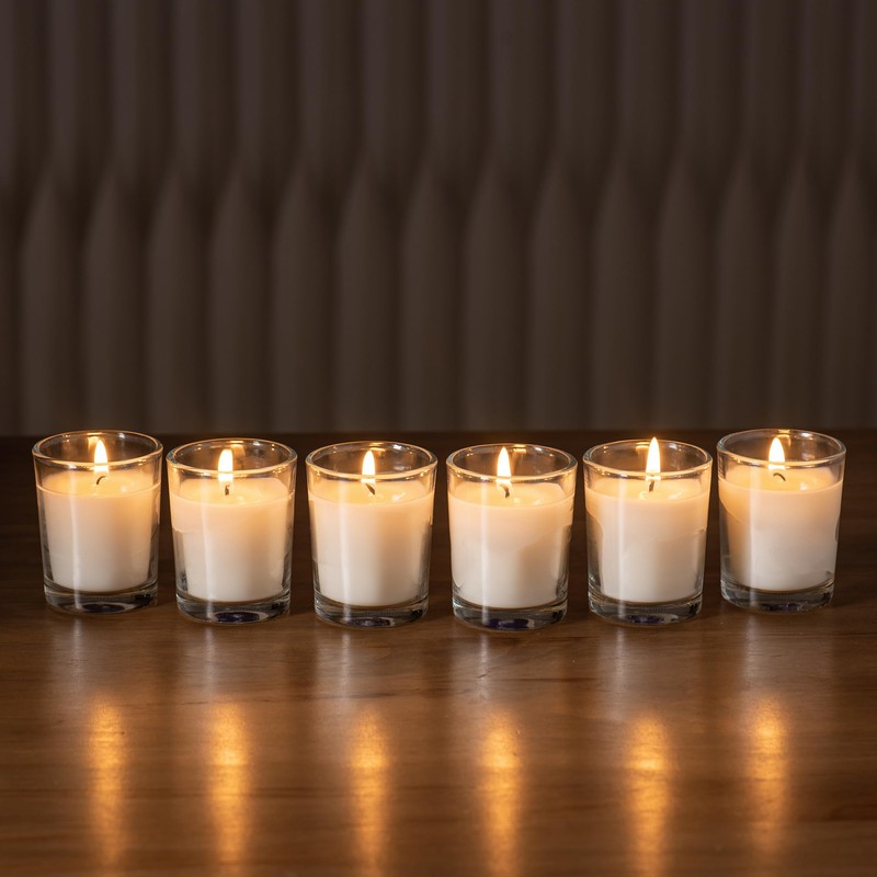 Housecret 48 Pack Warm White Unscented Clear Glass Filled Votive