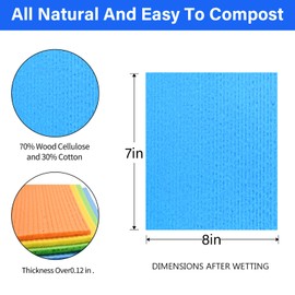 CUXFLS 5 Pack Swedish Dish Cloths for Kitchen - Absorbent Kitchen Towels and Dishcloths Sets - Reusable Eco Cleaning Dishcloths Replaces Paper Towel - Eco Friendly Cellulose Sponge Cloth (Blue)