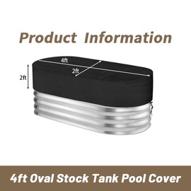 4 Ft Oval Stock Tank Pool Cover 420D Oxford Cloth Cold Plunge Cover Waterproof Sunproof Dustproof Farm Water Tank Cover for Rural Patio Garden Outdoors