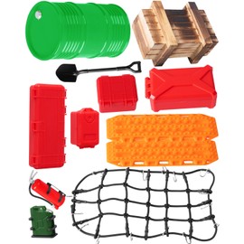 RCMYou RC Crawler Car Decoration Upgrades Part for 1/10 Trx4 Trx6 Axial SCX10 Redcat GEN 7 8 Rc4wd,12PCS Decoration Luggage Net/Package/Luggage/Oil Drum/Shovel/Sand Ladder,Orange