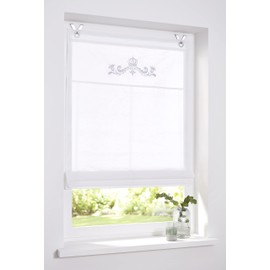 Kutti Roman Blind Eyelet Blind Kessy Crown Roman Curtain White Embroidery Width 100 x Height 140 cm