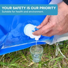 ACOWAY Collapsible Water Storage Container Bag, 2 Units - Blue and White (2.6 gal Each) - Portable Camping and Emergency Water Jug with Spout for Hydration, Outdoors, and Disaster Preparedness