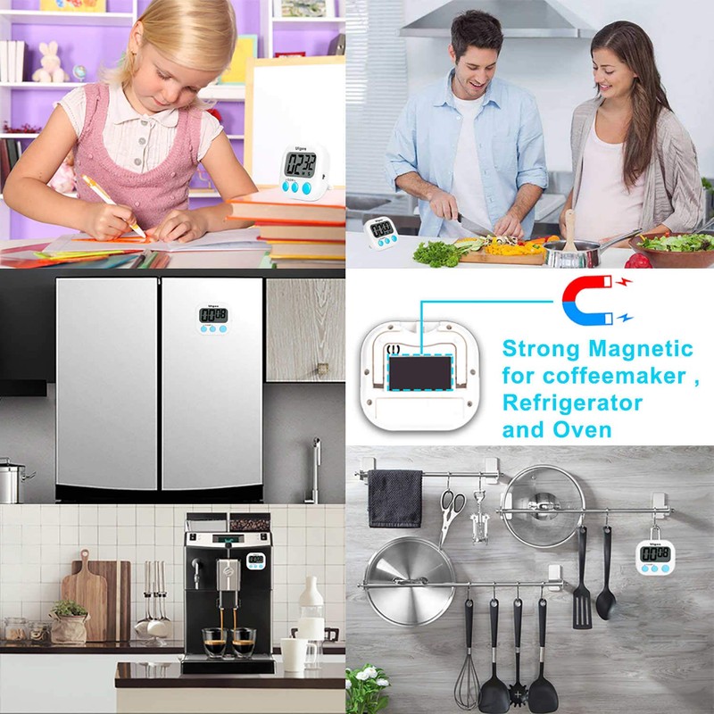 Uigos 2 Pack Digital Kitchen Timer II 2.0, Big Digits,