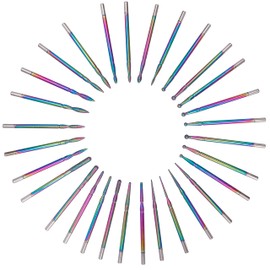 Treki Mini Nail Drill Bit Set, 30 pcs Small Diamond Carbide Nail Drill Bits 3/32 Inch Colourful Cuticle Nail Drill File Bits for Acrylic Nails Home Salon Manicure Pedicure
