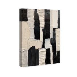 Wynwood Studio Abstract Contemporary Wrapped Canvas Art - Argo, Wall Art for Living Room, Bedroom, and Bathroom, 30 in x 45, Black and White Home Decor