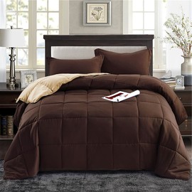 3 Pieces All Season Down Alternative Reversible Quilted Comforter Set