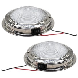MARINE CITY Luz de cúpula LED de acero inoxidable de larga duración para interior de techo, lámpara blanca para habitación, caravana, barco, 4 pulgadas (12 V, 3 W) (2)