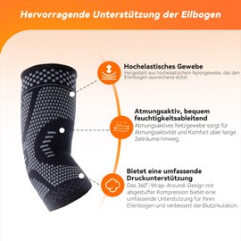 INDEEMAX Elbow Bandage Tennis Elbow Bandage for Men Women, Compression Elbow Bandage for Tennis Elbow, Golfer's Elbow, Tendonitis, Arthritis, Black, M