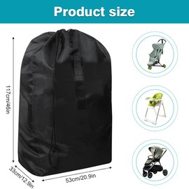 KUIZHEN Stroller Travel Bag for Airplane, 117 * 53 * 33cm Waterproof Gate Check Bag, Pram Travel Bag, Car Seat Travel Bag - Durable and Spacious for Family Trips(Black)