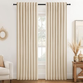 Topfinel Beige Linen Look Living Room Curtains with Eyelets Semi-Transparent Light Filters Voile Curtains Modern Curtain 140 x 225 cm for Bedroom Balcony Door Children's Room Set of 2