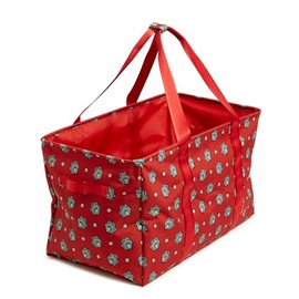 Vera Bradley Ripstop Large Car Tote Bag, Red and Silver Bandana Paisley