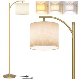 SUNMORY Arc Floor Lamp, Modern Floor Lamp with 9W 3 Color Temperatures Bulb, Metal Standing Lamps with Adjustable Hanging Lampshade, Tall Floor Lamps for Living Room, Bedroom, Office