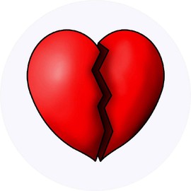 24 x 40mm Round 'Broken Heart' Stickers (SK00044908)