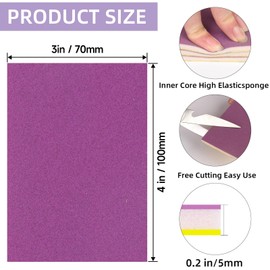 POTUINOM 20 Pcs 3 x 4 Inch Sanding Sponge Set, 180 Grit Abrasive Sanding Sponges Pads Soft Foam Hand Sander Block Wet Dry Purple Ceramic Sand Sandpaper for Wood Metal Drywall Furniture Paint Polishing