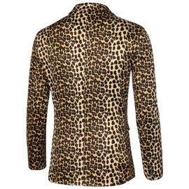Lars Amadeus Men's Party Animal Leopard Print Blazer Notched Lapel Lightweight Sport Coat Suit Jacket Medium Yellow Black