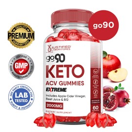 Justified Laboratories Go 90 Keto ACV Gummies Extreme 2000MG Go90 Keto Gummies Apple Cider Vinegar Formulated with Pomegranate Beet Juice Powder B12 Vegan Non GMO 60 Gummys