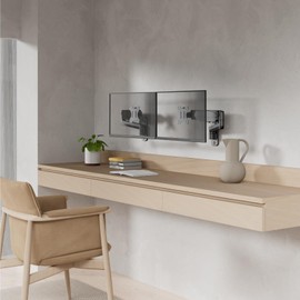 UPGRAVITY 2 Pack Single Monitor Wall Mount for Flush/Vertical Wall Setup, Computer Monitor Wall Arm for Two 17-32 inch Flat/Curved Screens, Fully Adjustable Gas Spring Wall Mounted Monitor Stand