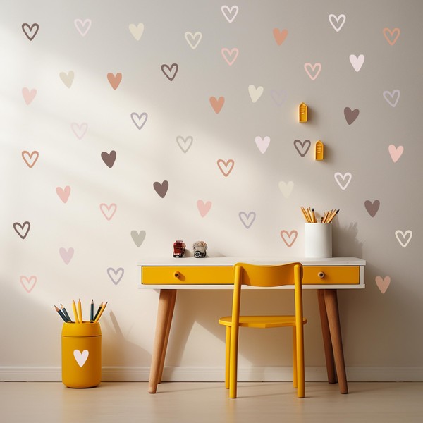 72psc Boho Heart Wall Stickers Girls Bedroom Removable Wall Decals