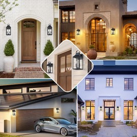 MYHXQ 15" Dusk to Dawn Black Outdoor Wall Lantern, Outside Modern Wall Sconce Light Fixture, Porch Light Wall Mount with E12 Socket and Glass, Waterproof Exterior Lamp Lighting for Patio Garage, 1Pack