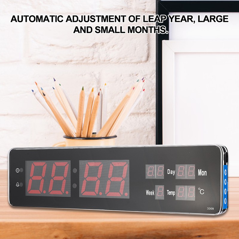 LED Large Perpetual Calendar Digit Desk Wall Clock for Bedroom