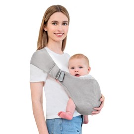 Baby Sling Carrier,Baby Carrier Newborn to Toddler,Toddler Carrier,Portable Lightweight & Spreadable Shoulder Straps (Light Grey)