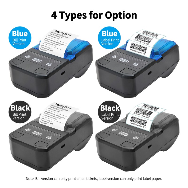 Portable 58mm Thermal Receipt Printer Wireless BT Mini Bill Ticket
