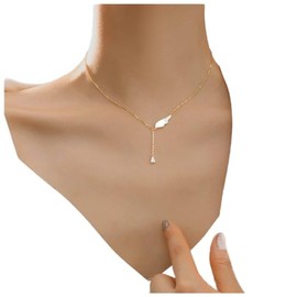 Cimenexe Gold Bohemian Wing Crystal Pendant Necklace Angel Wing Choker Y Lariat Drop Chain Jewelry for Women and Girls Gifts