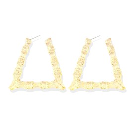 Bamboo U-shaped Hoop Earrings for Women Colorful Acrylic Resin Earrings Large Exaggerated Bamboo Earrings Jewelry (Yellow)