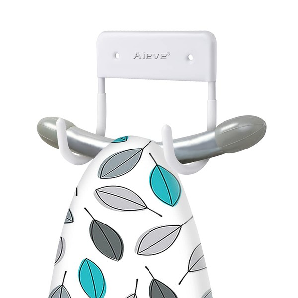 AIEVE Ironing Board Hanger, Ironing Board Hook, Ironing Boards Wall Mounted Holder, Large & Small Ironing Board Storage Wall Bracket for Wall (Matte White)