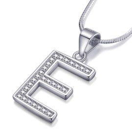 Morella Ladies’ Necklace with Various Letter Pendants to Choose From, Made of 925 Silver, Rhodium Plated, 45 cm Long, Silver