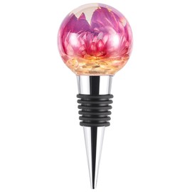 Pyotivol Cute Wine Stopper, Resin Flower Wine Bottle Stopper Decor, Floral Wine Stoppers for Wine Bottles for Wedding,Holiday,Birthday,Party and Gift (purple)