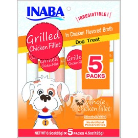 INABA Ciao Grilled Fillet Dog Treats (Chicken in Chicken Broth, 5 Pack)
