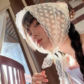 Lace Floral Triangle Hair Scarf Bandana for Travel & Picnic Scarf 15ea