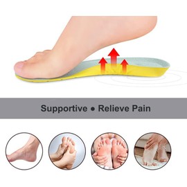 Shoe Insoles, Memory Foam Insoles, Shoes Insert for Women and Men, Kids, Providing Arch Support, Great Cushion and Shock Absorption, Relieve Foot Pain (Yellow, S)