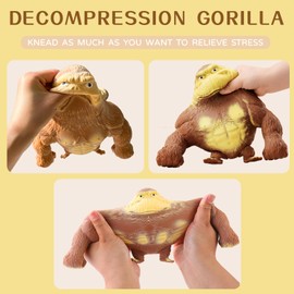 shallyong Anti-Stress Toy, Soft Stress Monkey, Monkey Splat, Cute Funny Squishy Monkey, Gorilla Toy, Stress Relief Monkey for Adults, Children, Party, Home, School, Office (Brown)