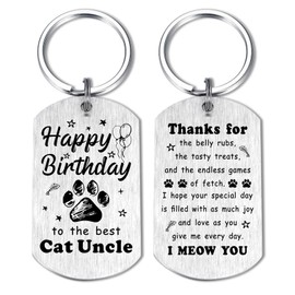 Alotozo Birthday Gifts for Cat Uncle - Happy Birthday Keyring from Cats to Uncle - Uncle Fathers Day Birthday Gifts from Cat